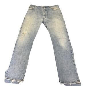 Vintage Levis Jeans 40x32 Blue 501 Denim Straight Leg Button Fly Batwing 90s